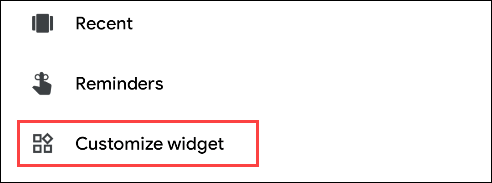 Selecione "Personalizar widget".