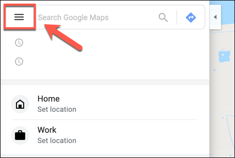 Clique no ícone do menu de hambúrguer no Google Maps