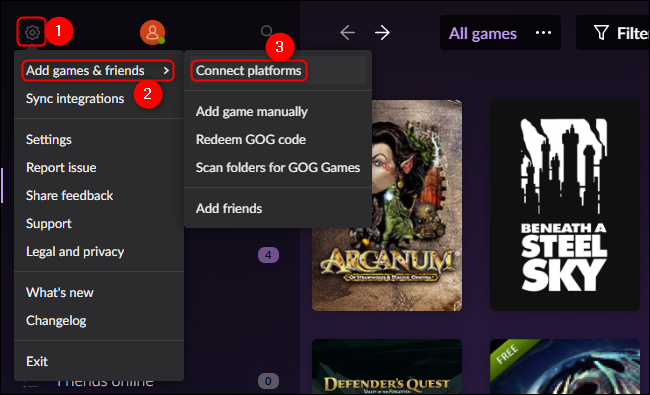 Plataformas GOG Galaxy Connect