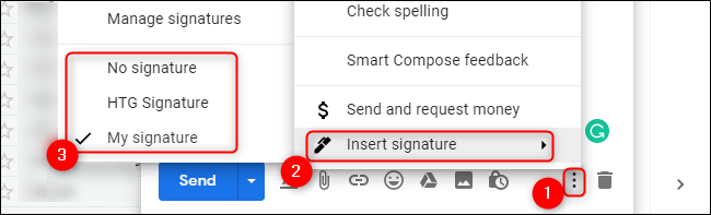 Gmail Escolha a assinatura