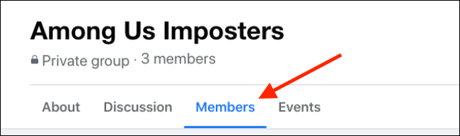 Vá para a guia Membros no Grupo do Facebook