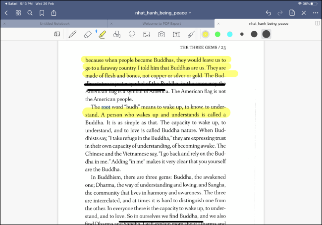 GoodNotes 5 usando o recurso Marker para fazer anotações