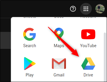 Google Drive no menu de aplicativos