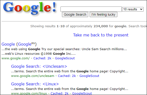 Google em 1998.