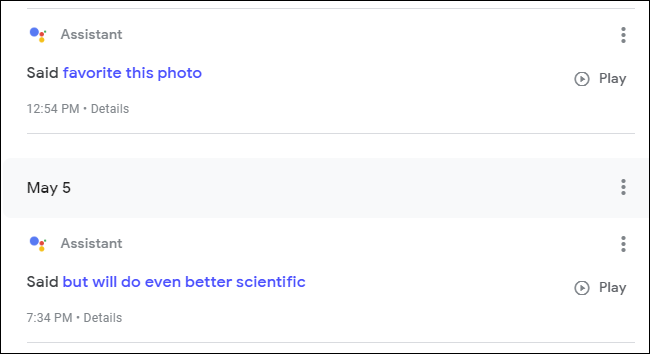 Gravações de voz do Google mostrando a "foto favorita" e "mas farão ainda melhor científica"