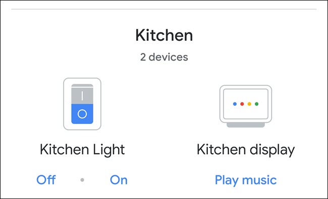 Grupo de cozinha doméstica do Google, exibindo a luz e o display do hub do ninho.