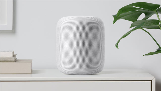 Alto-falante homepod em um armário de arquivo.