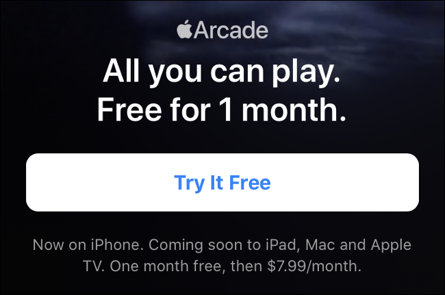 Período de teste do Apple Arcade