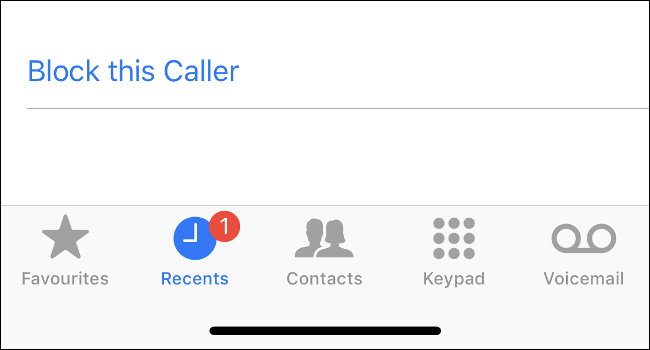 Captura de tela da opção "Bloquear este chamador" no aplicativo Telefone.