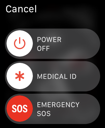 Controle deslizante SOS de emergência Apple Watch
