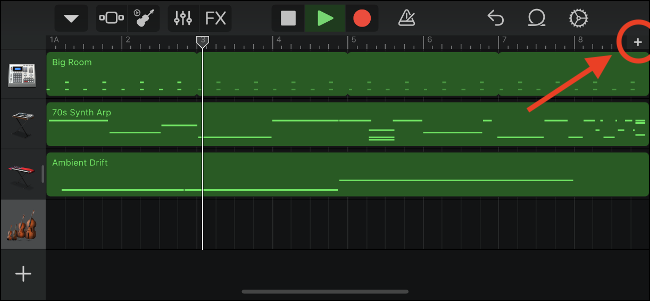 Controles GarageBand para personalizar seções de música