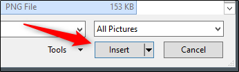 Clique em “Inserir” depois de selecionar sua imagem. 