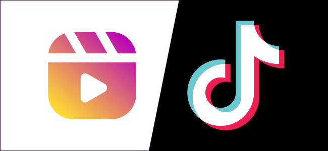 Os logotipos Instagram Reels e TikTok.