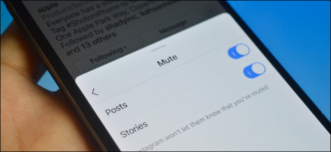 Usuário do Instagram silenciando postagens e histórias de alguém