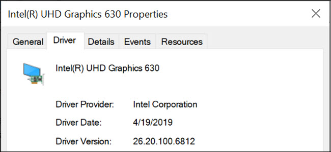 Propriedades do driver gráfico Intel no Windows