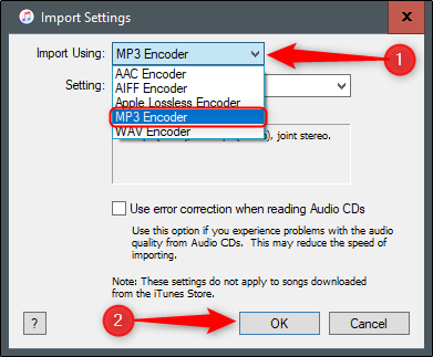 Importação de codificador MP3