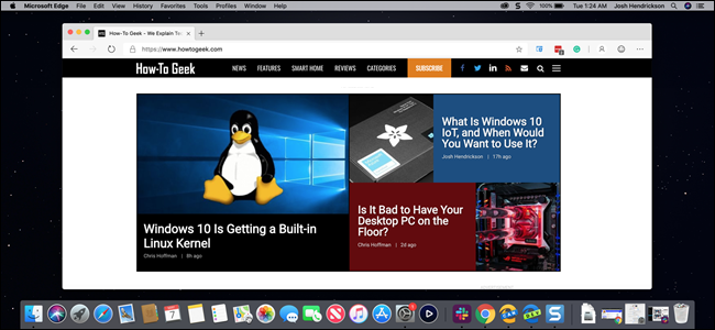 Edge Chromium em execução em MacOS