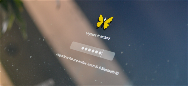 MacBook mostrando a tela do aplicativo bloqueada