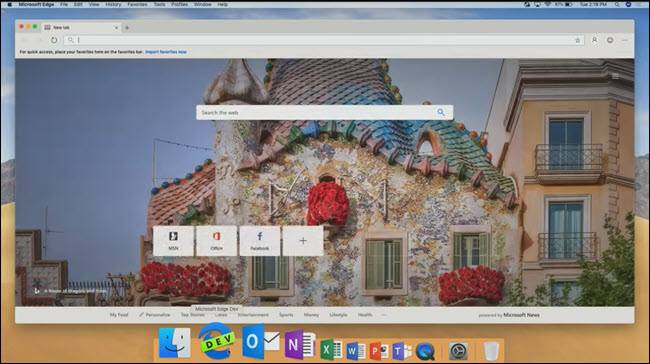 Microsoft Edge em MacOS