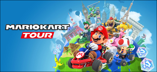 Os personagens do jogo "Mario Kart Tour" da Nintendo. 