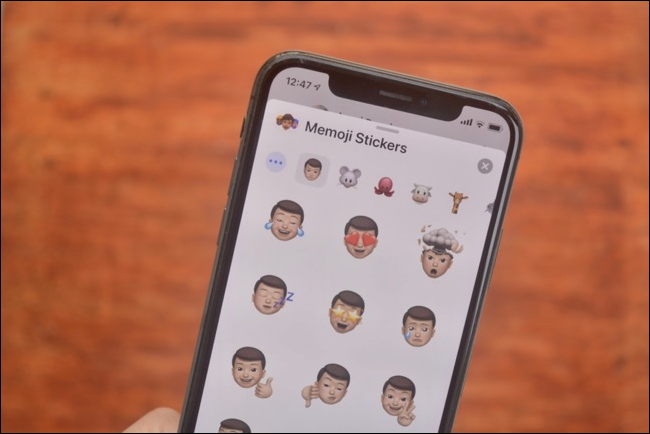 Tela de seleção de Memoji Stickers no iOS 13