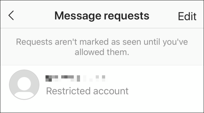 Mensagens de contas restritas aparecendo em solicitações de mensagens