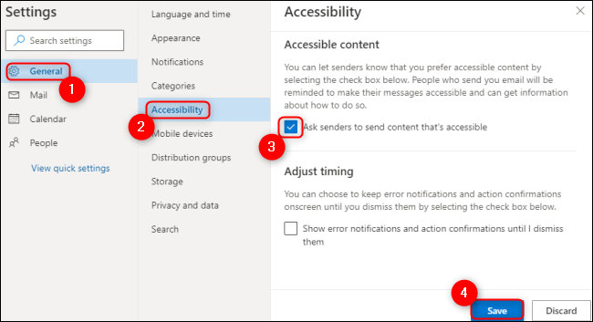 Microsoft Outlook fornece conteúdo acessível