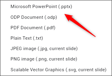 Opção de conversão do Microsoft PowerPoint