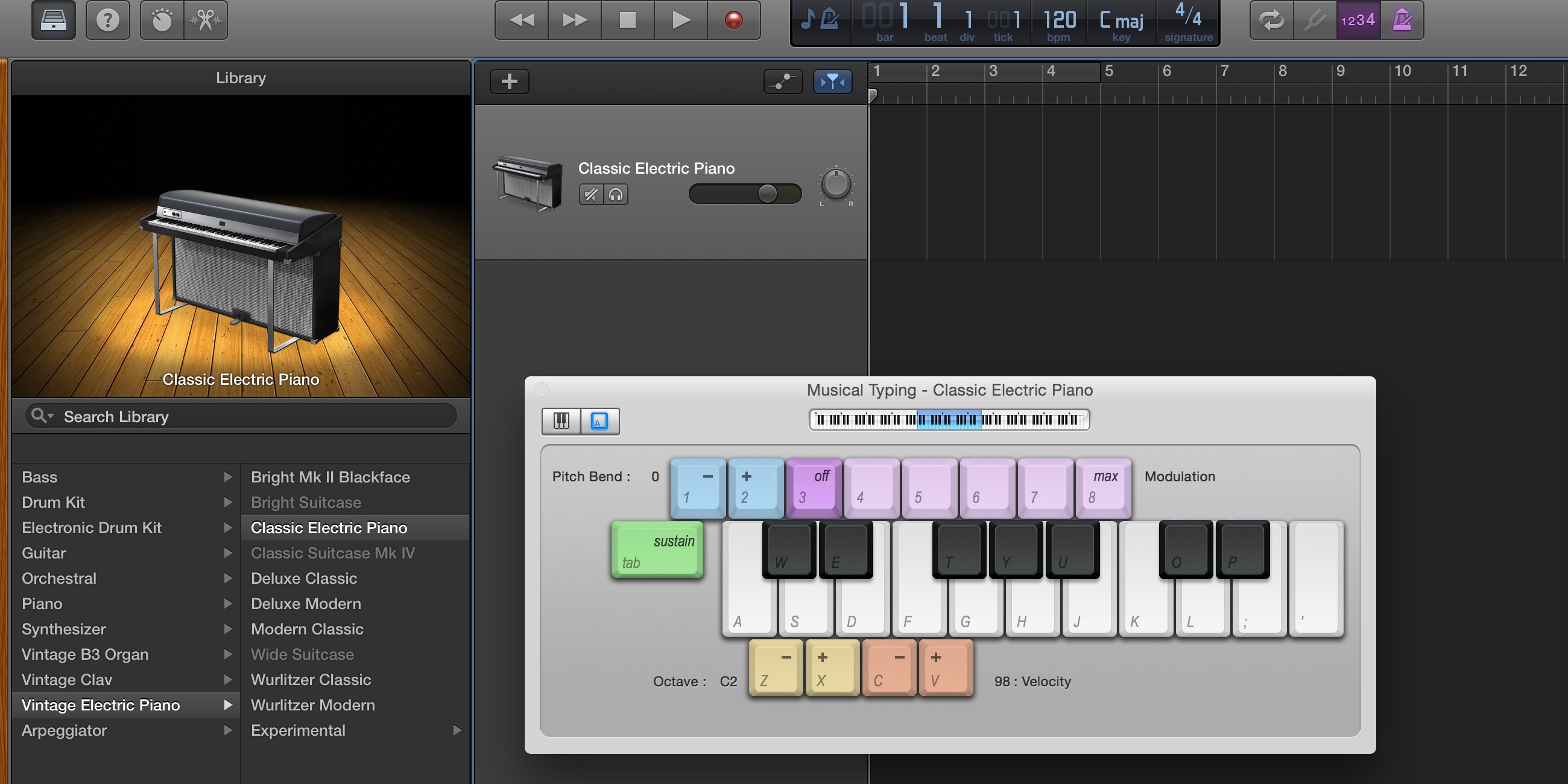 midi piano garageband