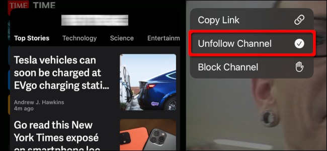 Parar de seguir um canal no aplicativo de notícias em um iPad