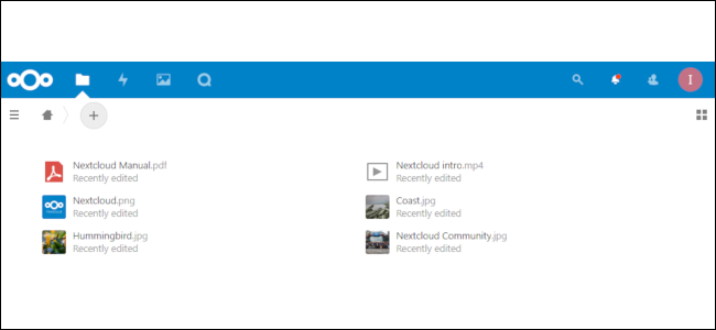 A interface Nextcloud.