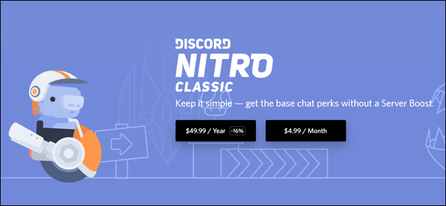 A página de assinatura do Discord Nitro Classic.