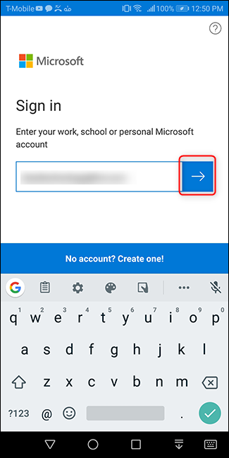 Digite seu endereço de e-mail da Microsoft.