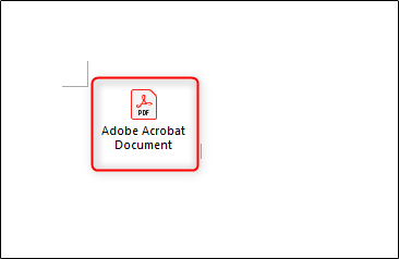 Arquivo PDF exibido como um ícone no Word