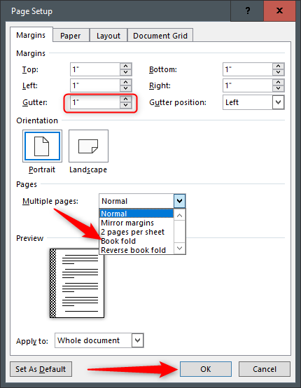 microsoft word mac page setup for booklet