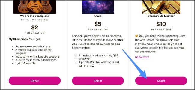 Patreon Tiers and Memberships