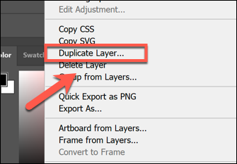 Clique com o botão direito em uma camada no menu Layers e pressione Duplicate Layer para duplicá-la no Photoshop