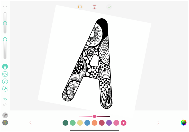 A letra "A" em um aplicativo de coloração de pigmento.