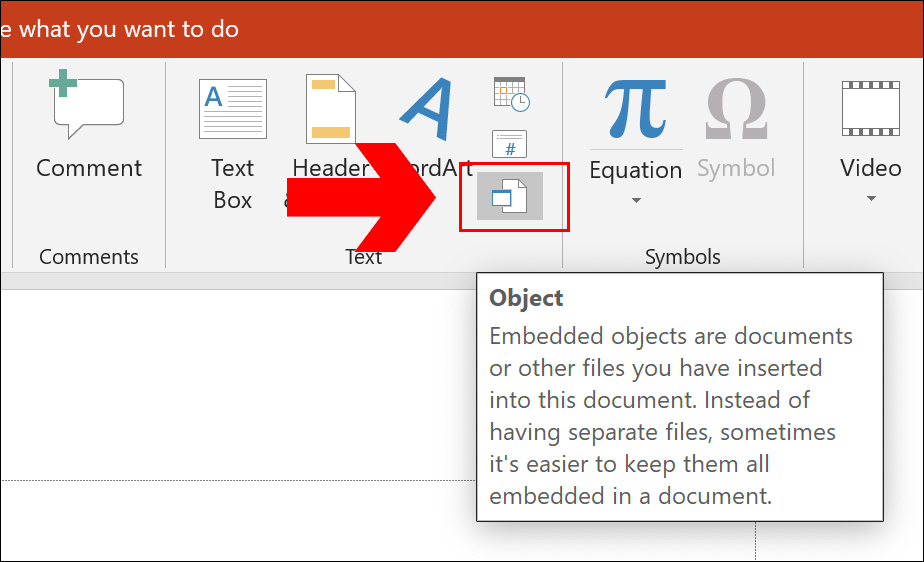 Para inserir um link para um documento PDF no PowerPoint, clique em Inserir> Objeto