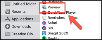 Abra a visualização da pasta Aplicativos no aplicativo Finder no macOS
