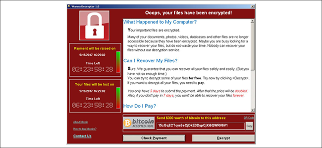 O ransomware Wanna Cry.