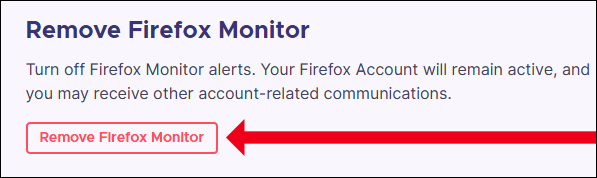 Clique em "Remover Monitor do Firefox" 