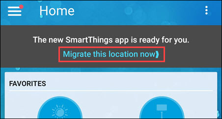 toque no banner de migração de smartthings