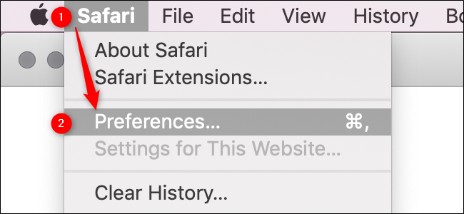 Preferências do Safari
