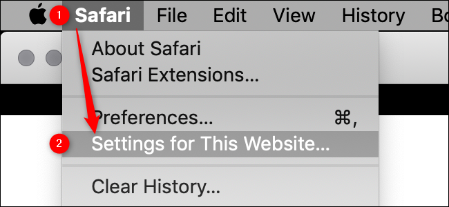 Configurações do Safari para este site