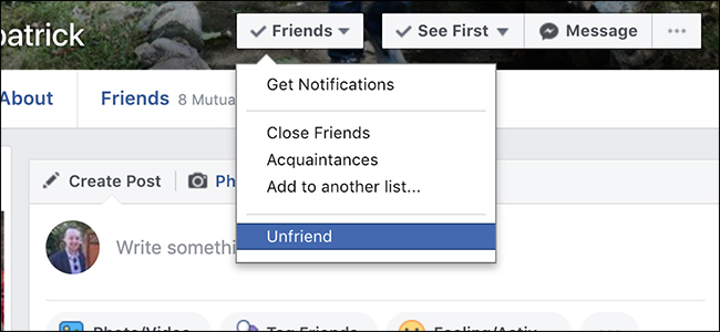 Desfazer amizade no Facebook