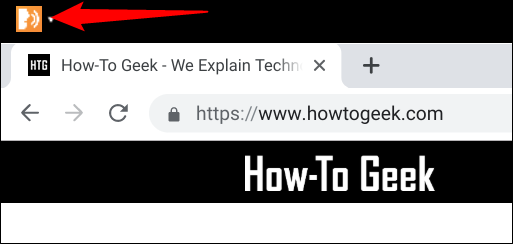 O ChromeVox está ativado e o ícone é exibido no canto superior esquerdo da tela