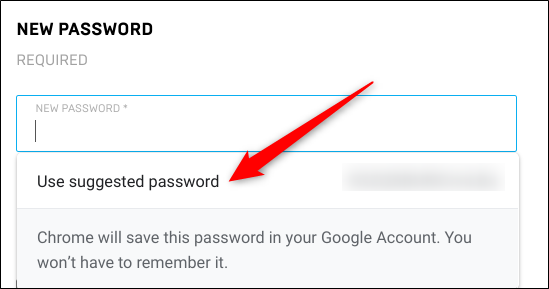 Clique em "Usar senha sugerida".