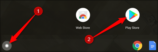 Clique no ícone Launcher e, em seguida, clique no ícone Play Store