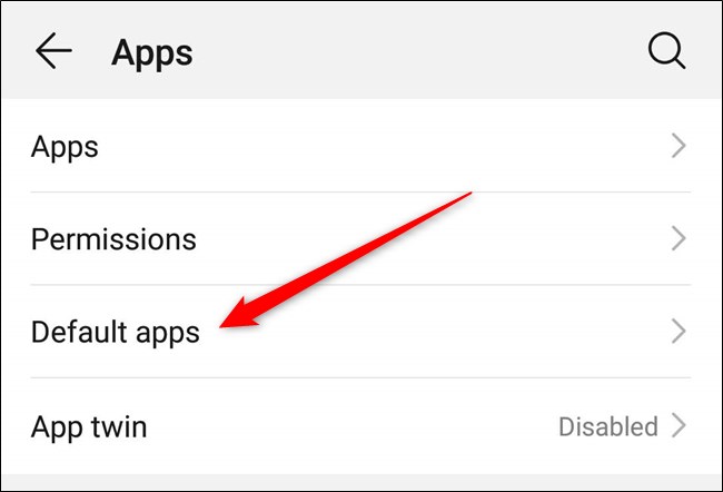 Toque em "Aplicativos padrão".